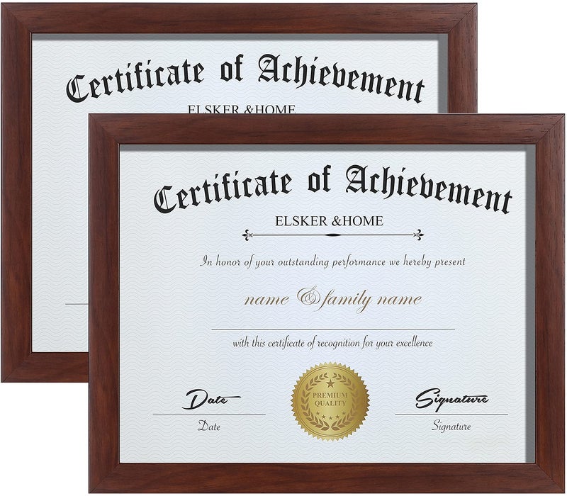 ELSKER&HOME 8.5x11 Certificate Frame - Classic Coffee Color Frame - Document&Certificate - Displays Diploma 8.5x11 Inch - for Degree/Award(2 Pack) - Image 1